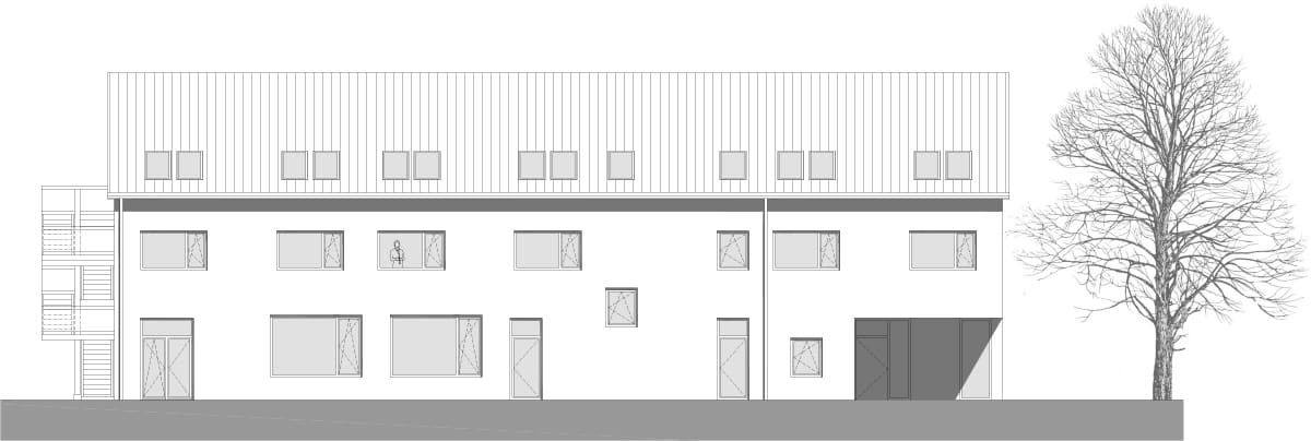 Planzeichnung: Nordansicht des vorgesehenen Hotels – Hotelplanung im Münchner Osten